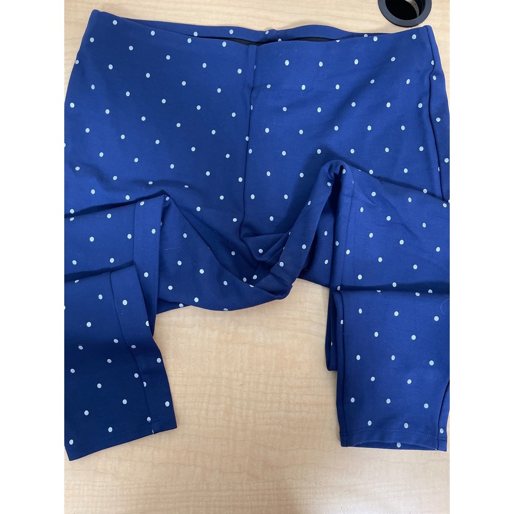 Chicos Blue Polka Dot Pull On Leggings Size 1 US 8 Stretch Rayon Blend Slim Pant